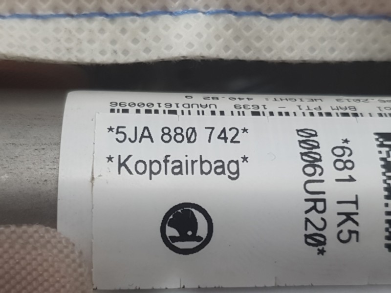 Recambio de airbag cortina delantero derecho para seat toledo iv (kg3) 1.6 tdi referencia OEM IAM 5JA880742  