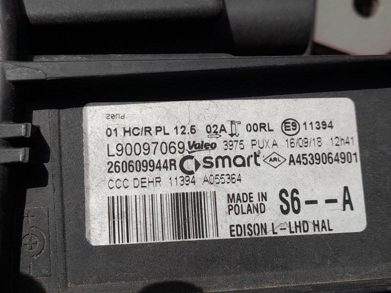 Recambio de faro antiniebla izquierdo para smart forfour hatchback (453) electric drive / eq (453.091) referencia OEM IAM A41582