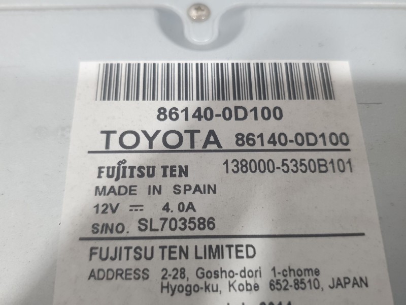 Recambio de sistema navegacion gps para toyota yaris active referencia OEM IAM 861400D100 SL703586 FUJITSU