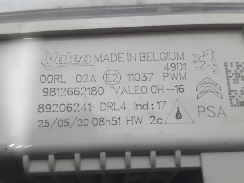 Recambio de piloto delantero izquierdo para citroën c-elysee (dd_) 1.5 bluehdi 100 referencia OEM IAM 9812662180 LUZ DIURNA VALE