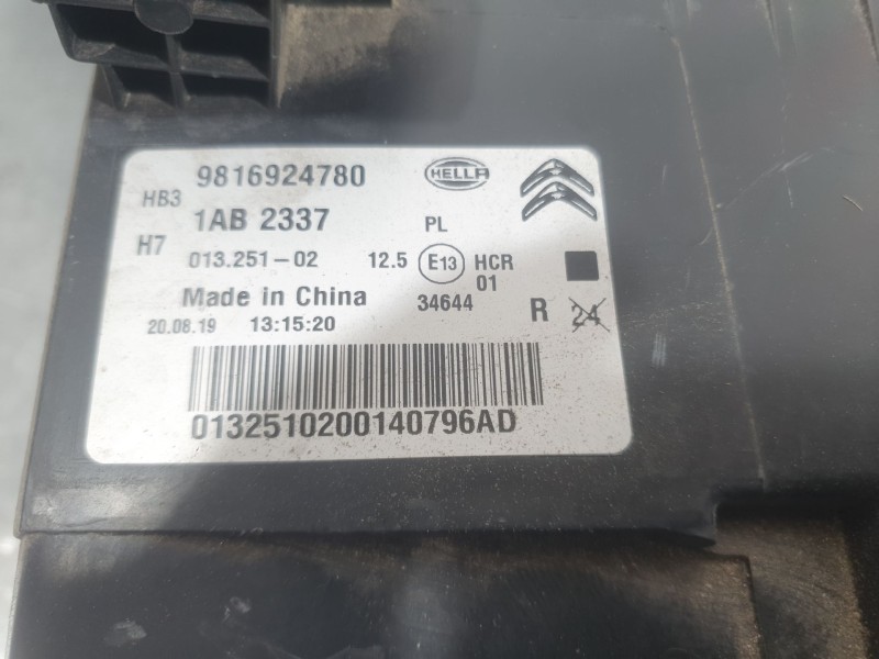 Recambio de faro derecho para citroën c5 aircross (ac_, aj_, ar_, a4_) 1.2 puretech 130 (arhnsj) referencia OEM IAM 9816924780 1