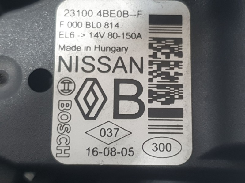 Recambio de alternador para renault talisman (lp_) 1.6 dci 130 referencia OEM IAM 231004BE0BF F000BL0814 BOSCH