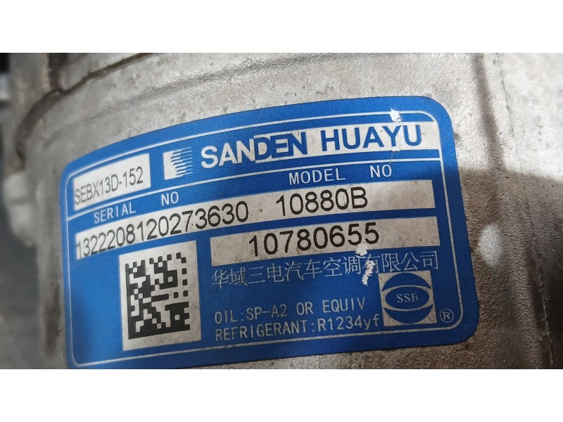 Recambio de compresor aire acondicionado para mg zs suv (azs1) 1.5 vti referencia OEM IAM 10780650 SANDEN 10880B SEBX13D152
