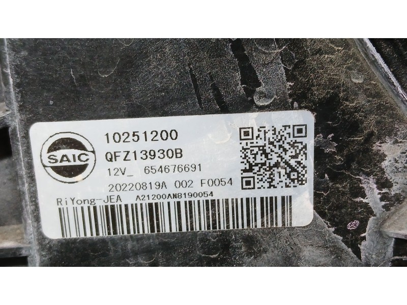 Recambio de electroventilador para mg zs suv (azs1) 1.5 vti referencia OEM IAM 10251200 SAIC 654676691