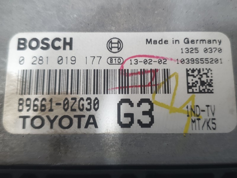 Recambio de centralita motor uce para toyota auris (_e18_) 1.4 d-4d (nde180_) referencia OEM IAM 896610ZG30 0281019177 BOSCH