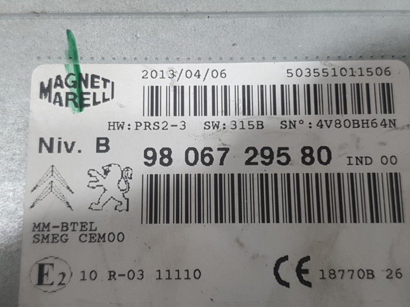 Recambio de sistema audio / radio para peugeot 2008 i (cu_) 1.2 vti referencia OEM IAM 9606729580 503551011506 MAGNETI MARELLI