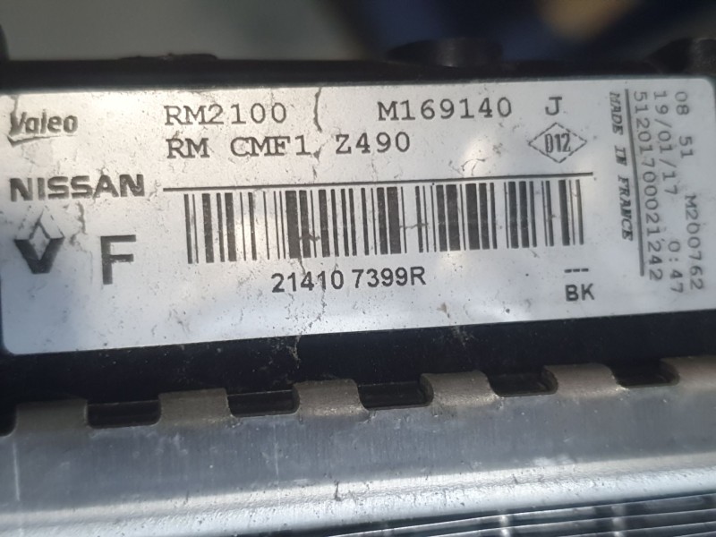 Recambio de radiador agua para nissan qashqai ii (j11, j11_) 1.5 dci referencia OEM IAM 214107399R M169140J VALEO