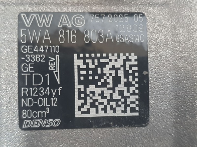 Recambio de compresor aire acondicionado para skoda octavia iv (nx3, nn3, pv3) 1.5 tsi referencia OEM IAM 5WA816803A 7572020505 