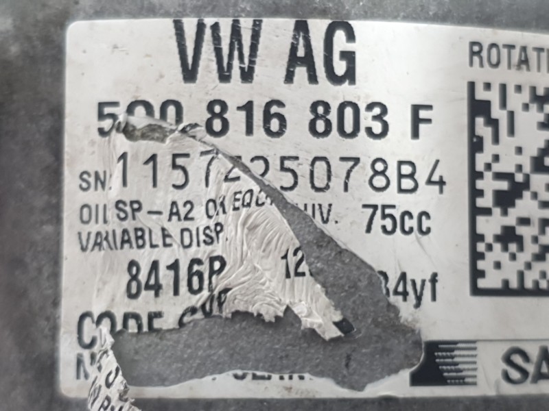 Recambio de compresor aire acondicionado para seat leon st (5f8) 1.5 tsi referencia OEM IAM 5Q0816803F 1157225078B4 SANDEN