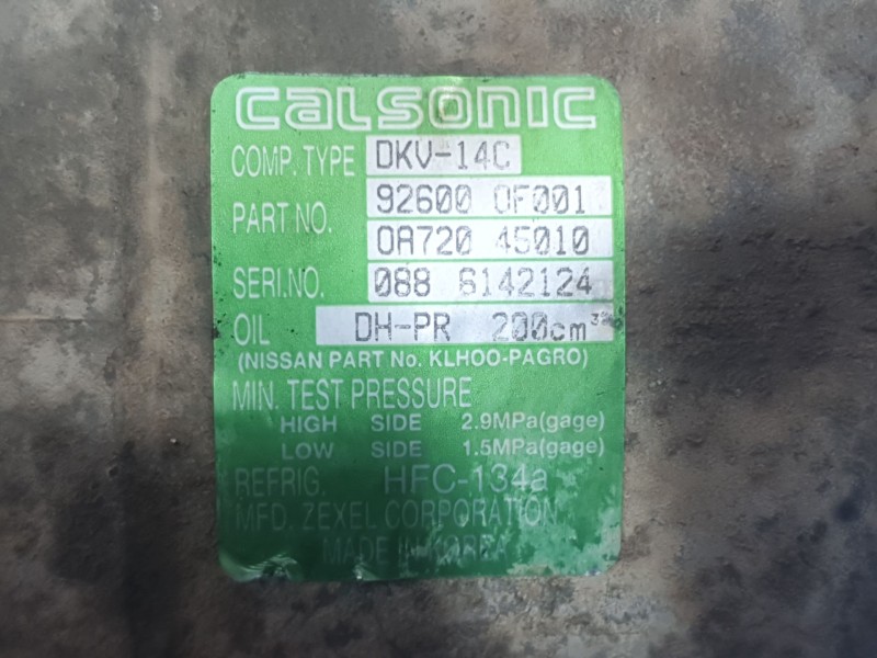 Recambio de compresor aire acondicionado para nissan terrano ii (r20) 2.7 td 4wd referencia OEM IAM 0A72045010 5060213930 