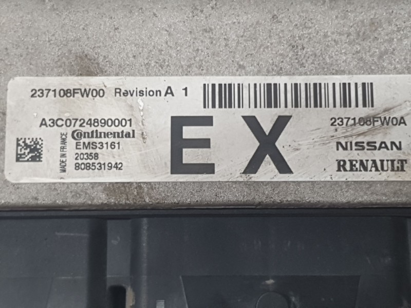 Recambio de centralita motor uce para nissan qashqai ii (j11, j11_) 1.3 dig-t referencia OEM IAM 237108FW0A A3C0724890001 CONTIN