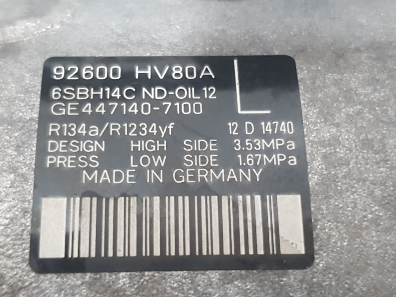 Recambio de compresor aire acondicionado para nissan qashqai ii (j11, j11_) 1.3 dig-t referencia OEM IAM 92600HV80A  