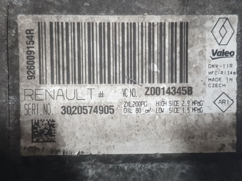 Recambio de compresor aire acondicionado para dacia lodgy (js_) 1.5 dci referencia OEM IAM 926009154R 3020574905 VALEO