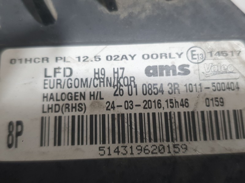Recambio de faro derecho para renault talisman (lp_) 1.6 dci 130 referencia OEM IAM 260108543R 1011500404 VALEO