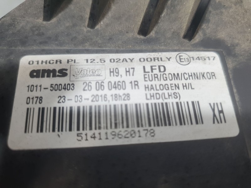 Recambio de faro izquierdo para renault talisman (lp_) 1.6 dci 130 referencia OEM IAM 260604601R 1011500403 VALEO