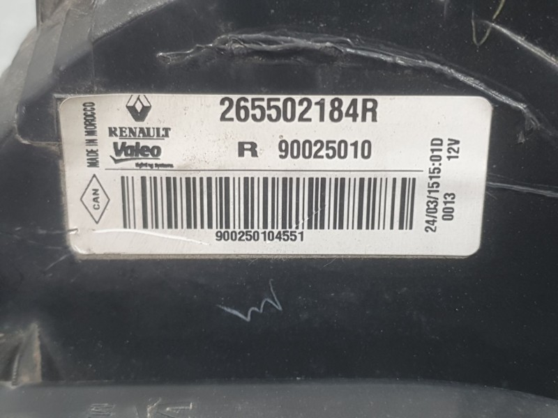 Recambio de piloto trasero derecho para dacia lodgy (js_) 1.5 dci referencia OEM IAM 265502184R 90025010 VALEO