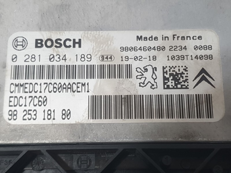 Recambio de centralita motor uce para citroën berlingo furgoneta/monovolumen (k9) 1.6 bluehdi 75 referencia OEM IAM 9825318180 0