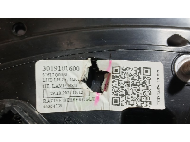 Recambio de retrovisor izquierdo para hyundai i20 iii (bc3, bi3) 1.0 t-gdi referencia OEM IAM 87617Q0090 ELECTRICO ROZADO 301910