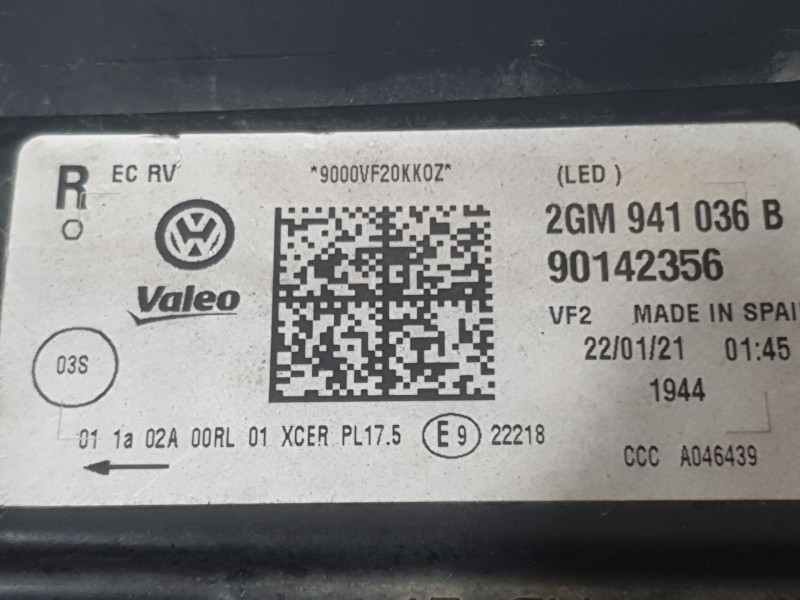Recambio de faro derecho para volkswagen t-cross (c11, d31) 1.0 tsi referencia OEM IAM 2GM941036B 90142356 VALEO