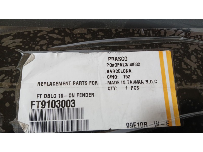 Recambio de aleta delantera derecha para opel combo furgoneta/monovolumen (x12) 1.3 cdti (b05) referencia OEM IAM FT9103003 TOCA