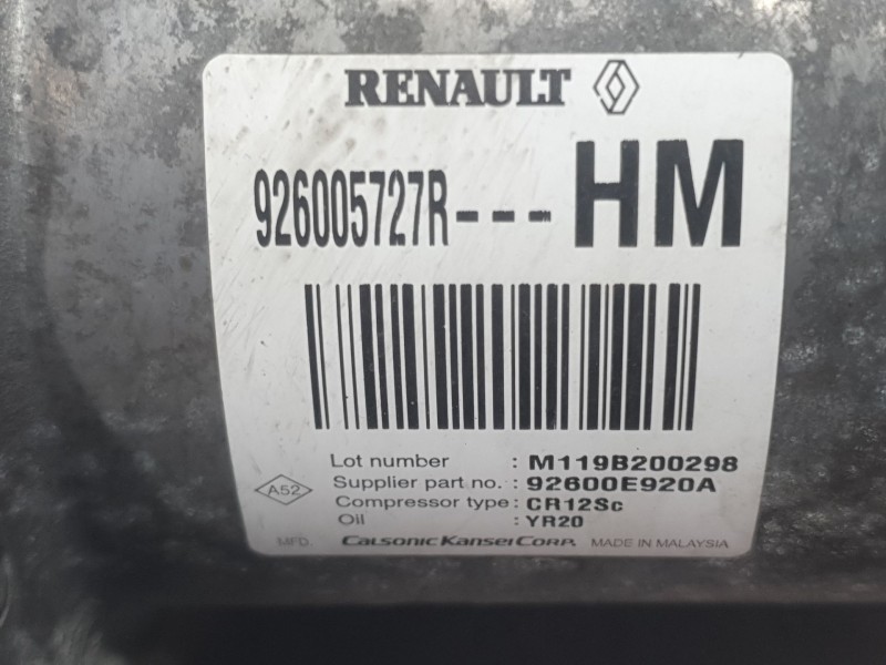 Recambio de compresor aire acondicionado para dacia lodgy (js_) 1.6 lpg referencia OEM IAM 926005727R CALSONIC 