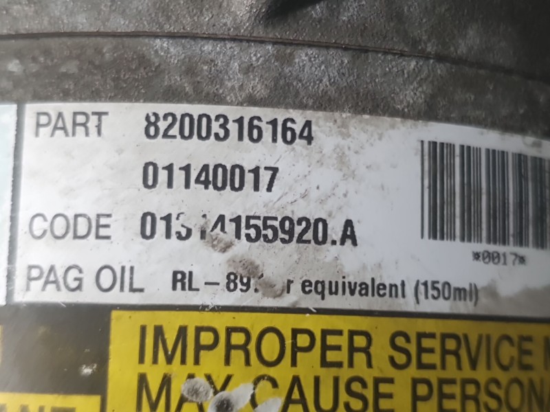 Recambio de compresor aire acondicionado para renault megane ii (bm0/1_, cm0/1_) 1.6 16v (bm0c, cm0c) referencia OEM IAM 8200316
