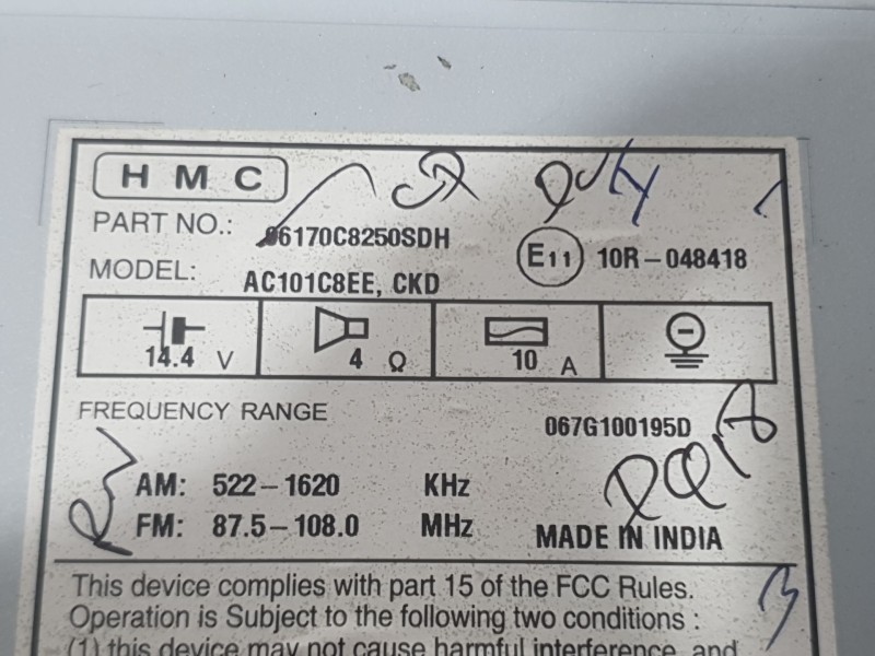 Recambio de sistema audio / radio cd para hyundai i20 ii (gb, ib) 1.2 referencia OEM IAM 96170C8250  