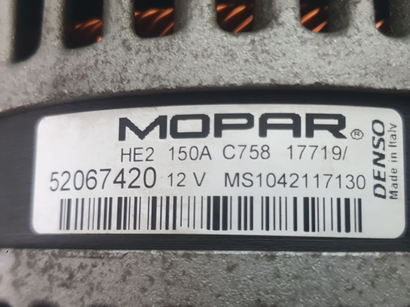 Recambio de alternador para jeep renegade suv (bu, b1, bv) 1.0 t-gdi referencia OEM IAM 52067420 1042117130 MOPAR