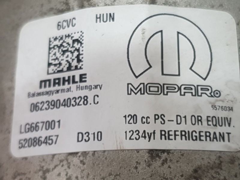 Recambio de compresor aire acondicionado para jeep renegade suv (bu, b1, bv) 1.0 t-gdi referencia OEM IAM 52086457 062390040328 