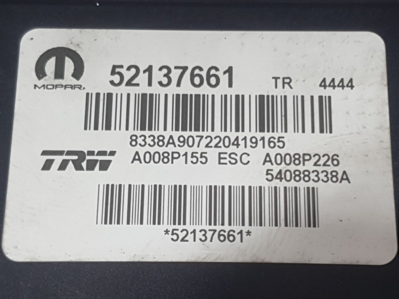Recambio de abs para jeep renegade suv (bu, b1, bv) 1.0 t-gdi referencia OEM IAM 52137661 A008P155 TRW
