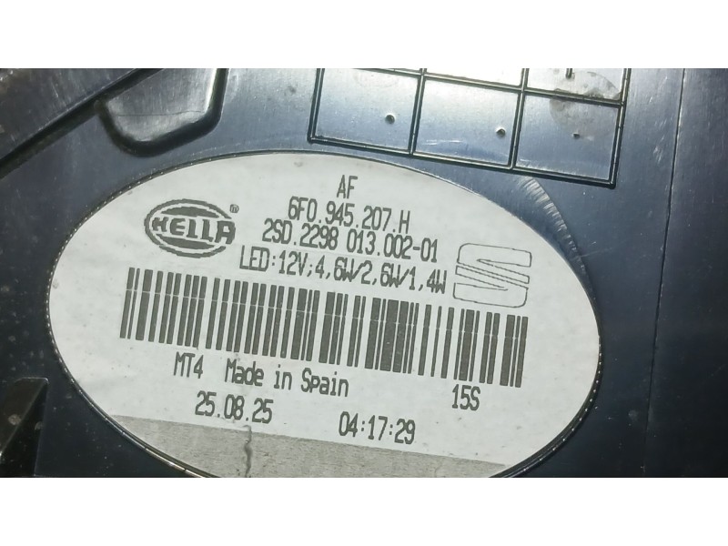 Recambio de piloto trasero izquierdo para seat ibiza v (kj1, kjg) 1.0 mpi referencia OEM IAM 6F0945207H HELLA 2SD2298013