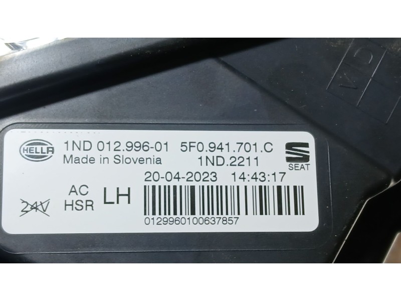 Recambio de faro antiniebla izquierdo para seat leon (kl1, klg) 2.0 tdi referencia OEM IAM 5F0941701C HELLA 1ND01299601