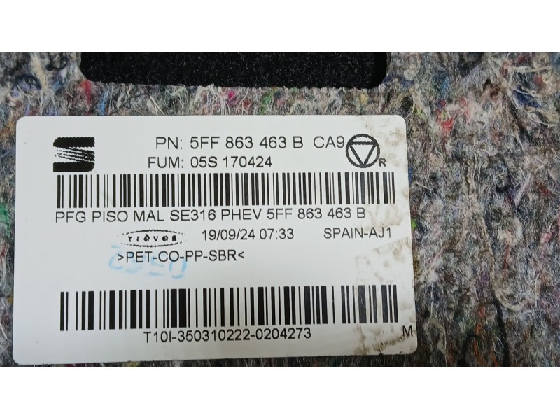 Recambio de moqueta maletero para cupra formentor (kmp) 1.5 tsi e-hybrid referencia OEM IAM 5FF863463B  