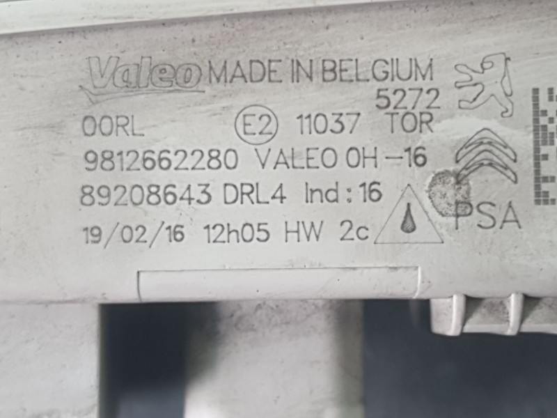 Recambio de piloto delantero derecho para citroën berlingo multispace (b9) 1.6 bluehdi 100 referencia OEM IAM 9812662280 DIURNO 