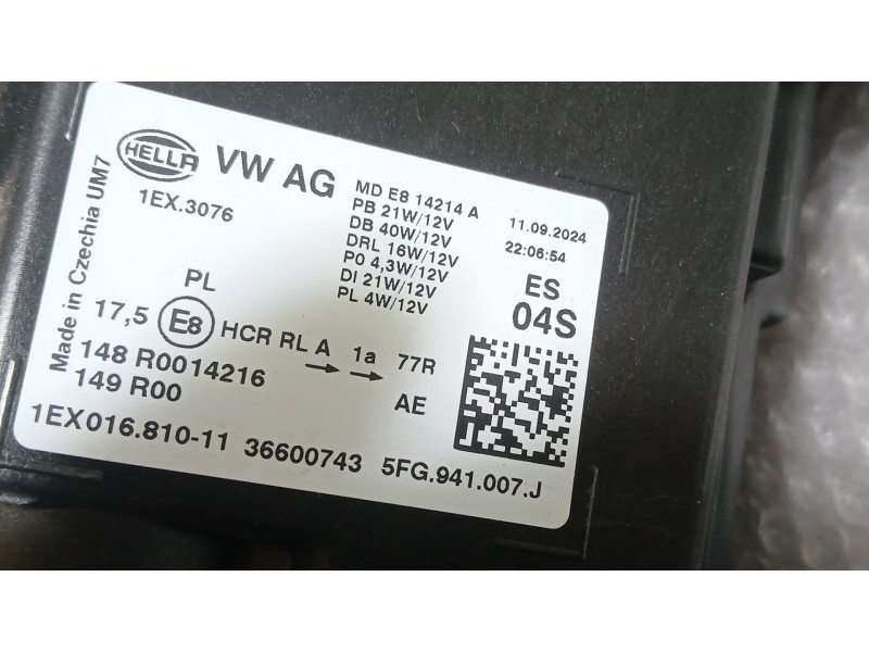 Recambio de faro izquierdo para cupra formentor (kmp) 1.5 tsi e-hybrid referencia OEM IAM 5FG941007J HELLA 36600743