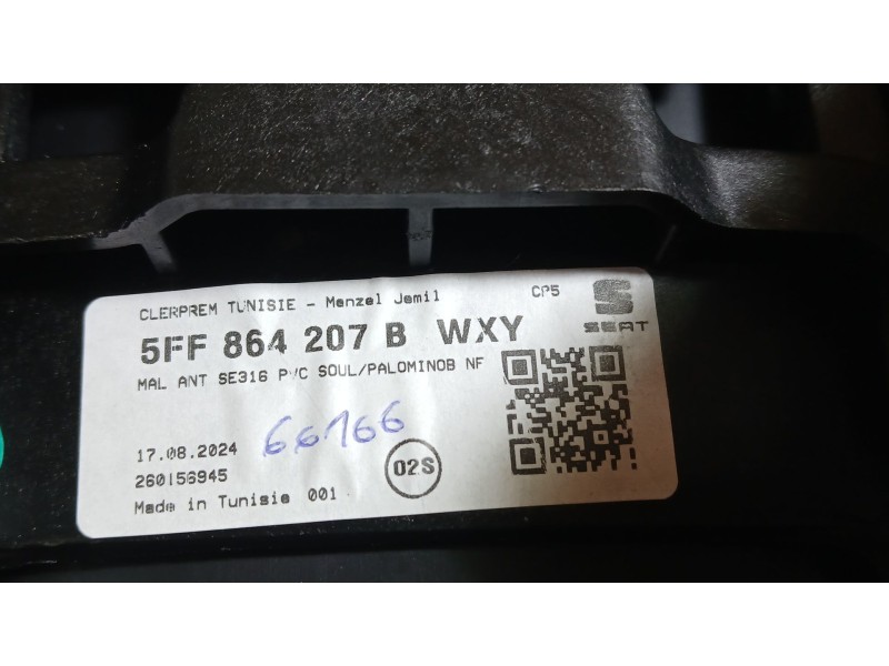 Recambio de apoyabrazos central para cupra formentor (kmp) 1.5 tsi e-hybrid referencia OEM IAM 5FF864207B  260158945