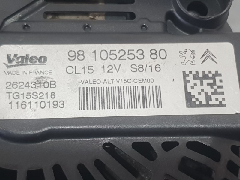 Recambio de alternador para citroën berlingo multispace (b9) 1.6 bluehdi 100 referencia OEM IAM 9810525380 2624310B VALEO