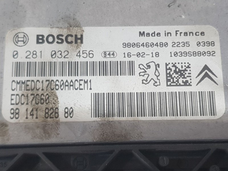 Recambio de centralita motor uce para citroën berlingo multispace (b9) 1.6 bluehdi 100 referencia OEM IAM 9814182680 0281032456 