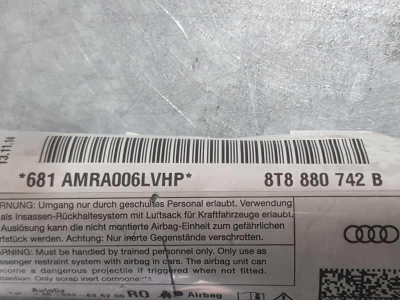 Recambio de airbag cortina delantero derecho para audi a5 sportback (8ta) 2.0 tdi referencia OEM IAM 8T8880742B  