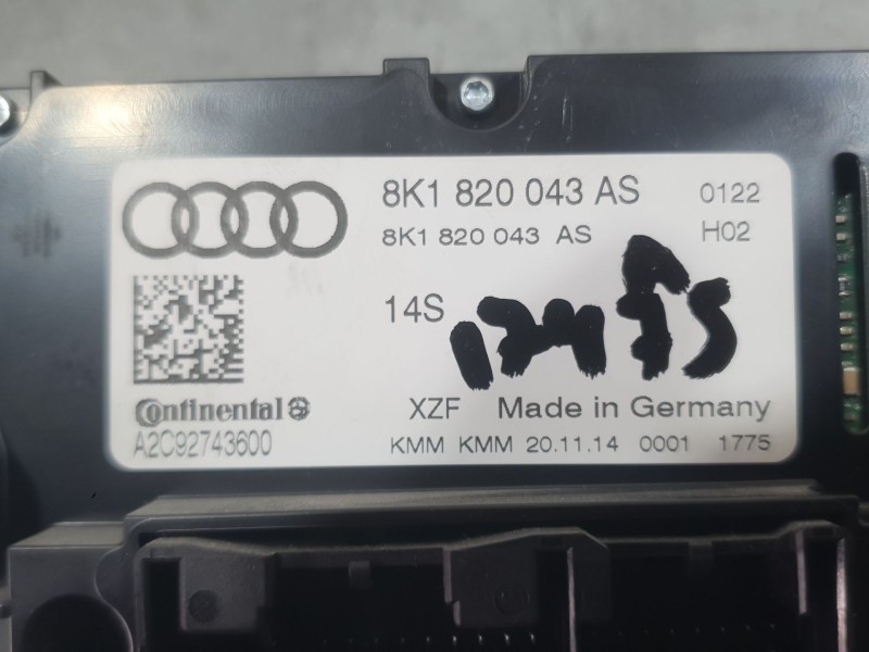 Recambio de mando climatizador para audi a5 sportback (8ta) 2.0 tdi referencia OEM IAM 8K1820043AS A2C92743600 CONTINENTAL