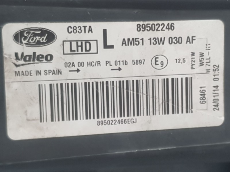 Recambio de faro izquierdo para ford c-max ii (dxa/cb7, dxa/ceu) 1.0 ecoboost referencia OEM IAM AM5113W030AF 98502246 VALEO