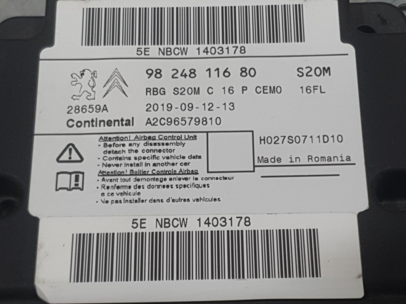 Recambio de kit airbag para peugeot 3008 allure pack referencia OEM IAM 98230181ZD  C/ SALPICADERO Y PRETENSOR DERECHO