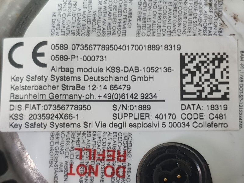 Recambio de kit airbag para jeep renegade suv (bu, b1, bv) 1.0 t-gdi referencia OEM IAM 735677895  735677895 CONDUCTOR 52147934 