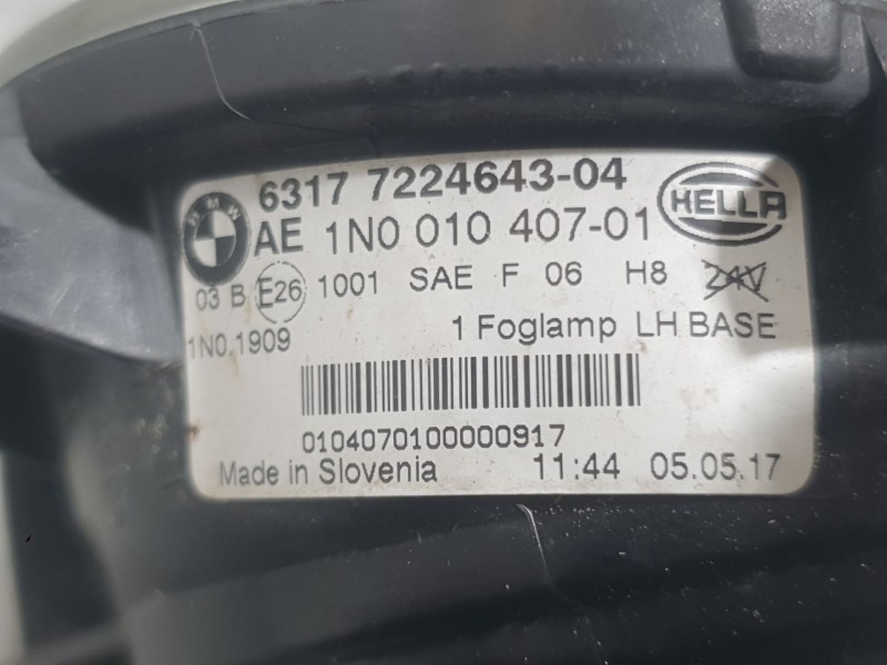 Recambio de faro antiniebla izquierdo para bmw x5 (e70) xdrive 40 d referencia OEM IAM 63177224643 1040070100000917 HELLA
