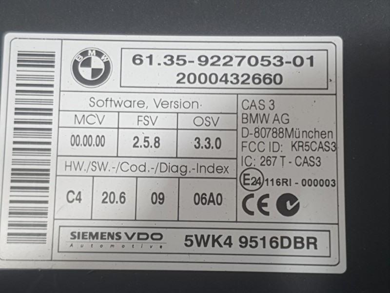 Recambio de modulo electronico para bmw x5 (e70) xdrive 40 d referencia OEM IAM 9227053 5KW49516DBR SIEMENS