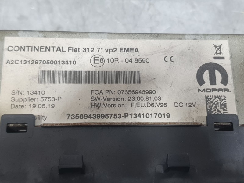 Recambio de sistema navegacion gps para fiat 500 (312_) 1.2 lpg (312axa1a) referencia OEM IAM 7356943990 A2C131297050013410 CONT