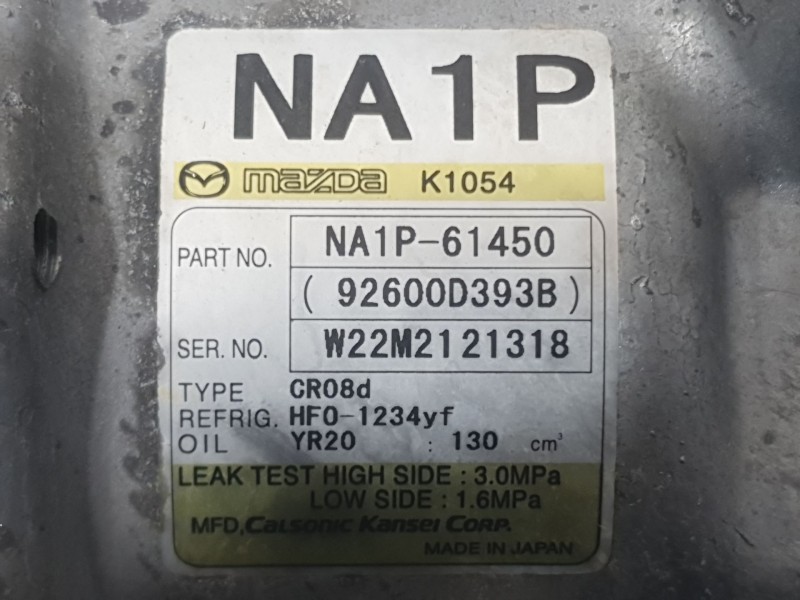 Recambio de compresor aire acondicionado para mazda mx-5 iv (nd__) 1.5 (nd6e) referencia OEM IAM NA1P61450  