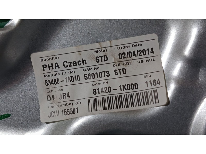 Recambio de elevalunas trasero derecho para hyundai ix20 (jc) 1.6 crdi referencia OEM IAM 834811K010  