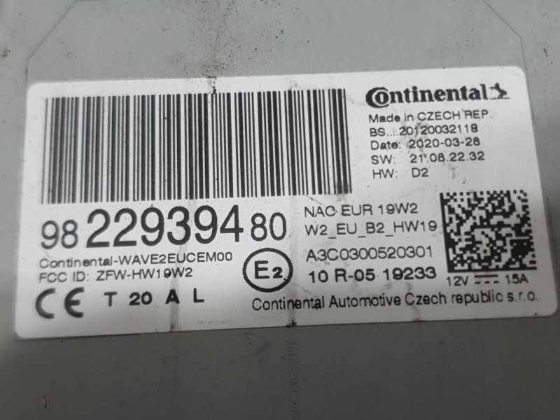 Recambio de sistema audio / radio para citroën c-elysee (dd_) 1.5 bluehdi 100 referencia OEM IAM 9822939480 A3C0300520301 CONTIN