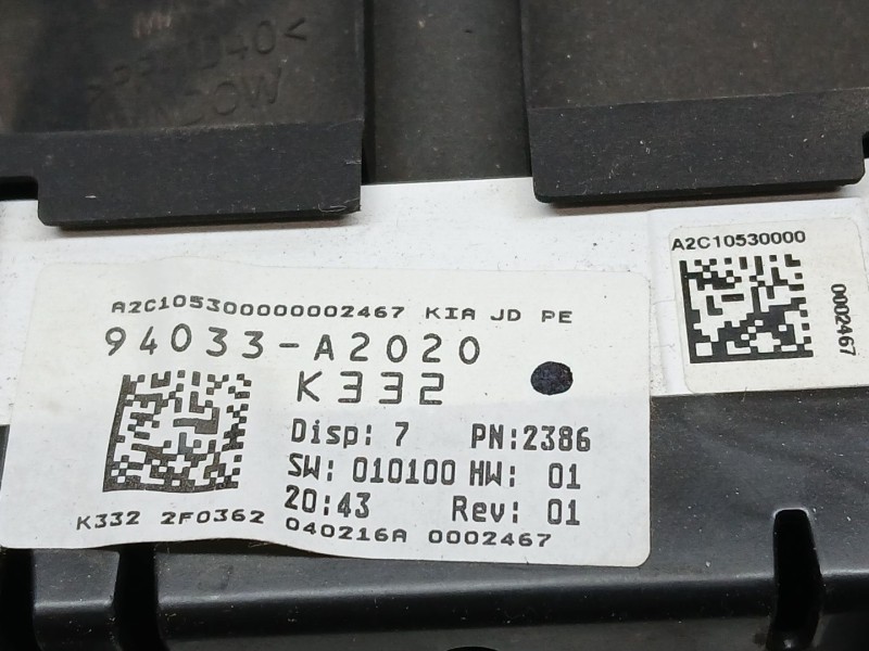 Recambio de cuadro instrumentos para kia cee´d (jd) 1.6 crdi 136 referencia OEM IAM 94033A2020  A2C10530000